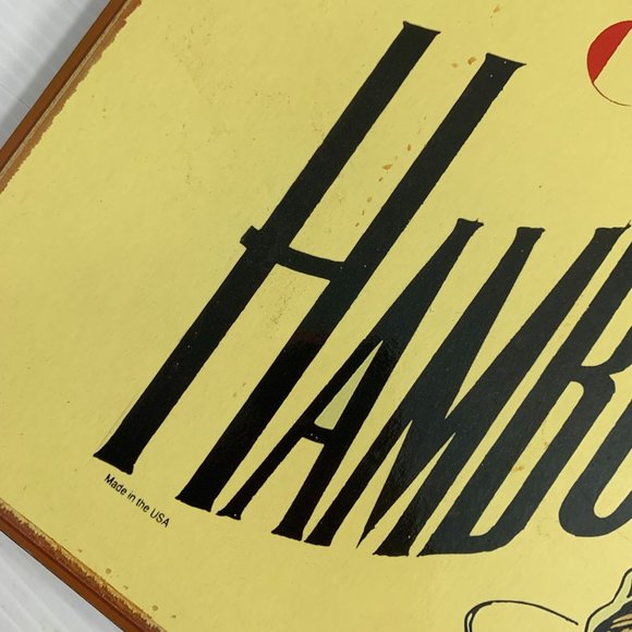 Marty Mummert Try Our Hamburgers Cork Backed Diner Kitchen Sign 16" X 11" Retro - Picture 5 of 7